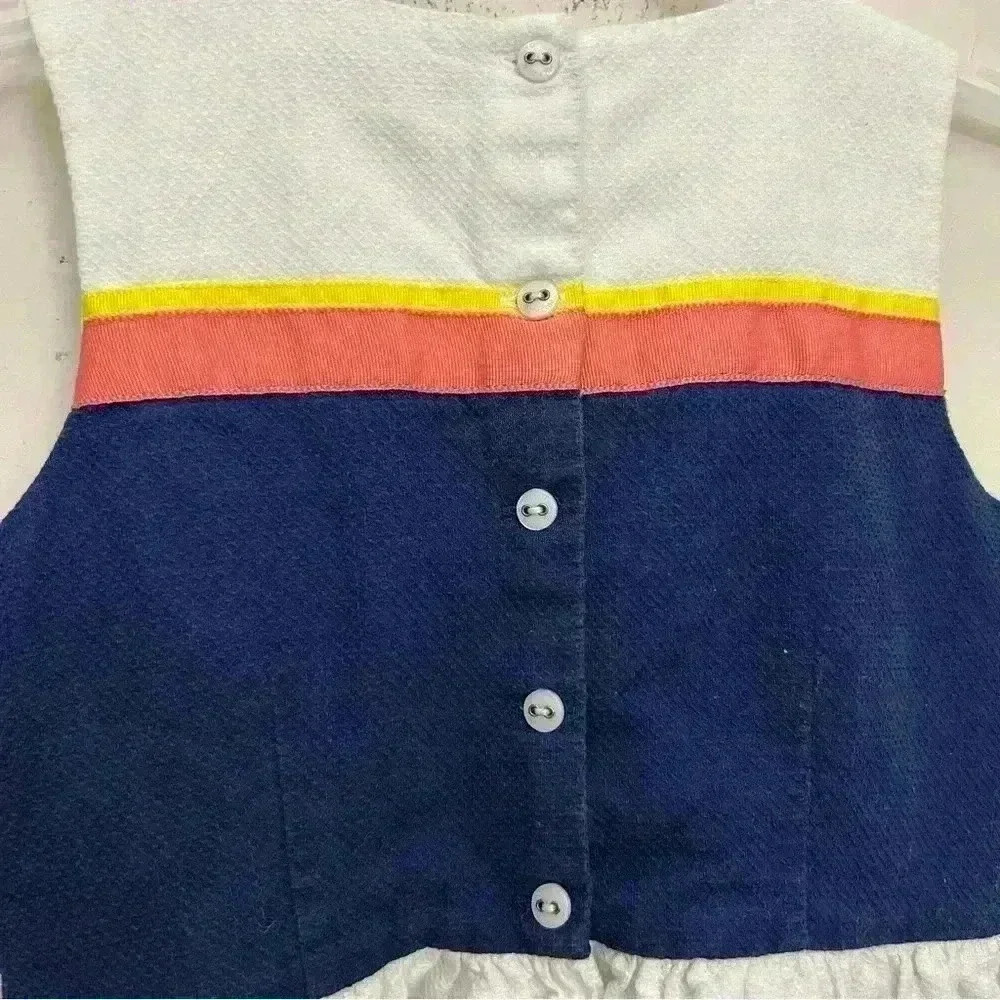Tommy Hilfiger Girls Dress Multicolor Bow Button Down Lined Stripes Size 4 - Picture 3 of 6
